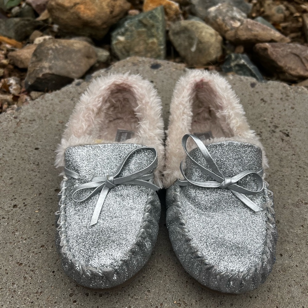 Tucker + Tate Silver Glitter Sparkly Slippers Moccasins 11M girls Nordstrom